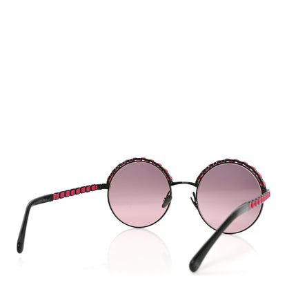 Chanel Metal Calfskin Round Chain Sunglasses 4265-Q Black Pink 4 of 7