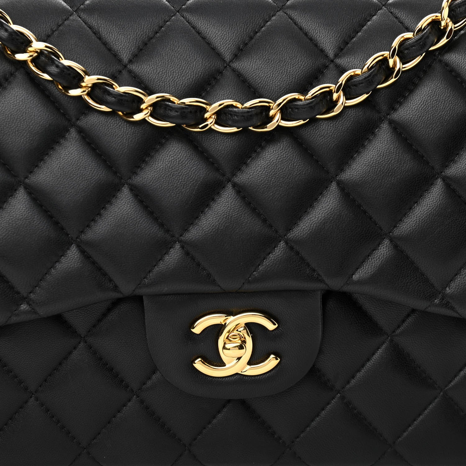 Chanel Lambskin Quilted Jumbo Double Flap Black 8 of 11