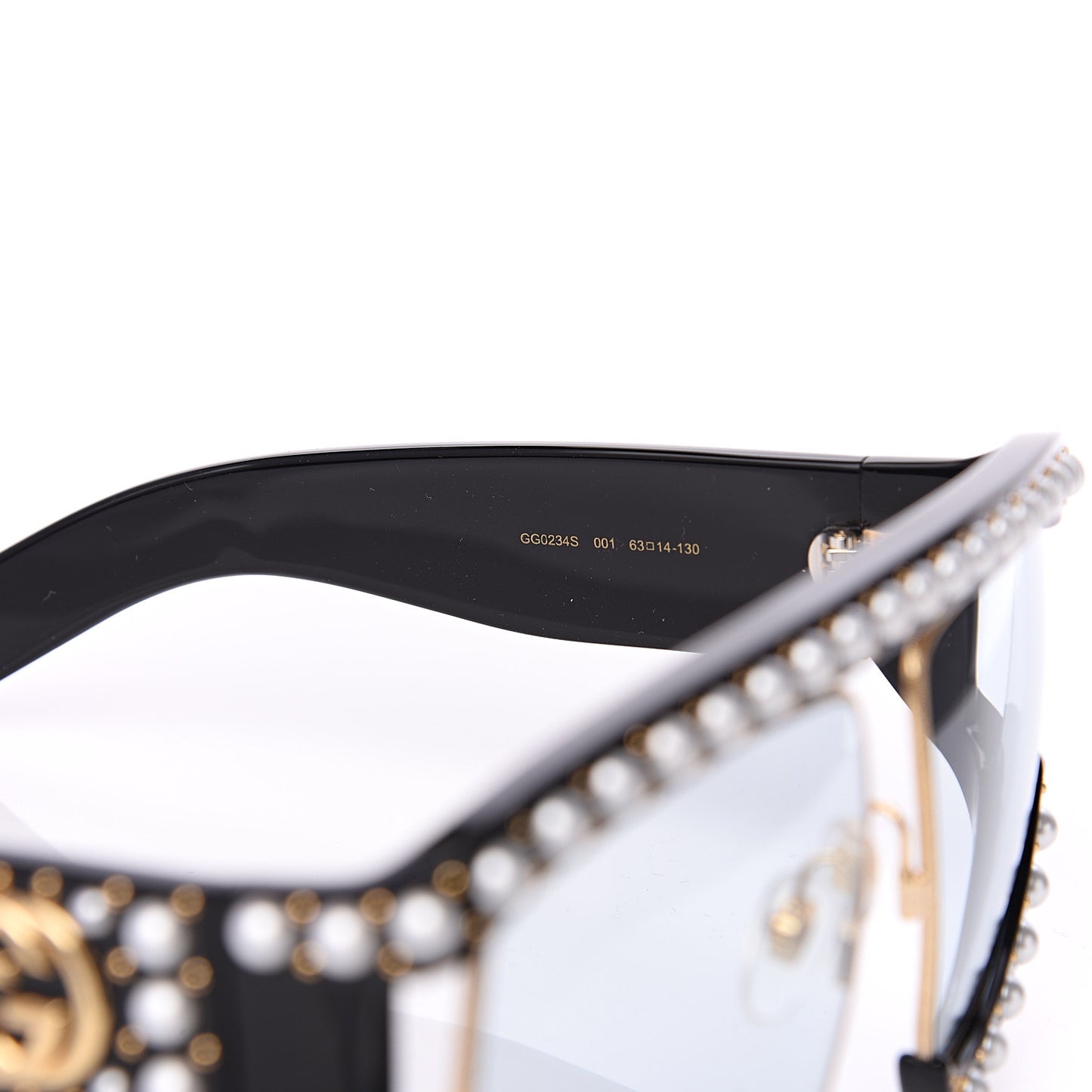 Acetate Pearl Rectangular Frame Sunglasses GG0234S Black