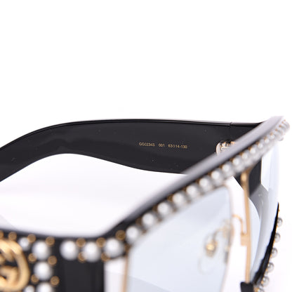 Gucci Acetate Pearl Rectangular Frame Sunglasses GG0234S Black 5 of 7