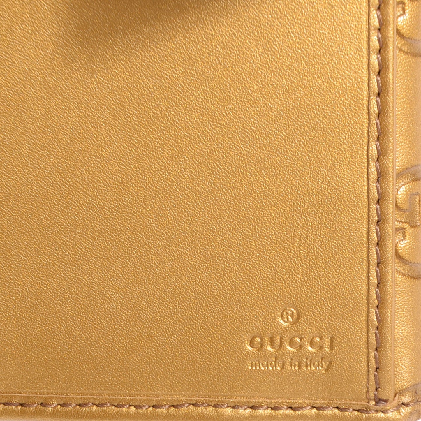 Metallic Soft Guccissima Lovely Continental Wallet Gold
