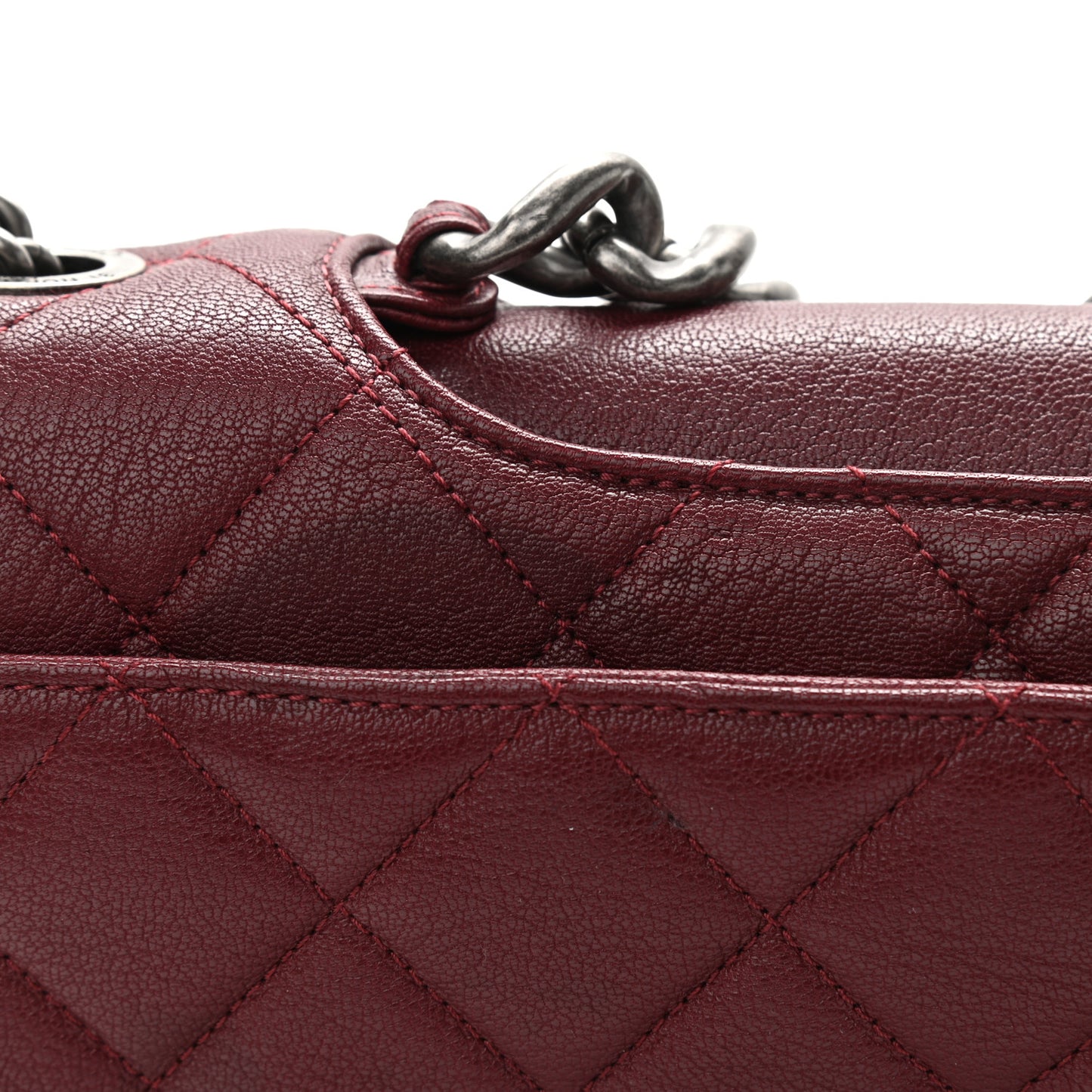 Goatskin Quilted Medium Perfect Edge Flap Burgundy