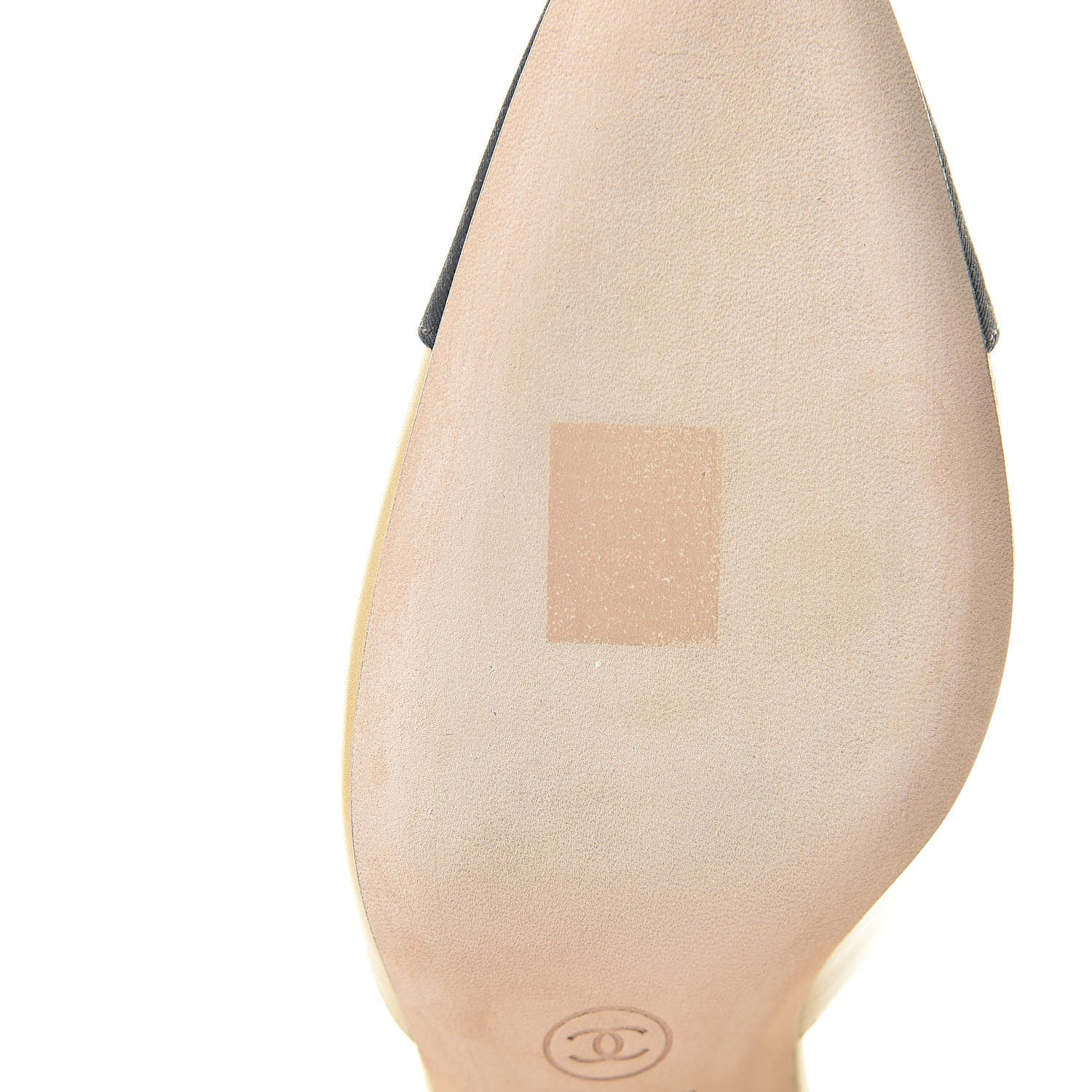 Chanel Goatskin Grosgrain Cap Toe CC Slingback Pumps 37.5 Beige Black 8 of 9