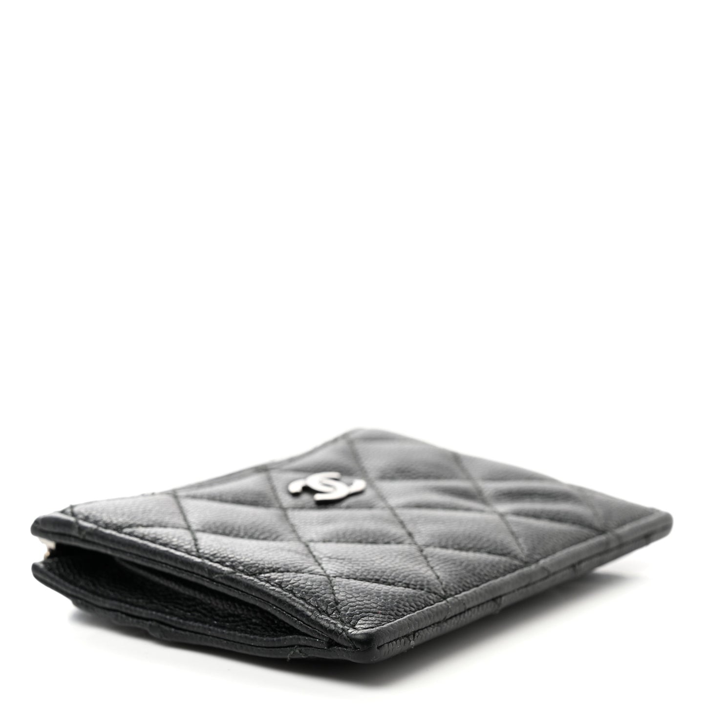 Caviar Quilted CC Zip Card Holder Black