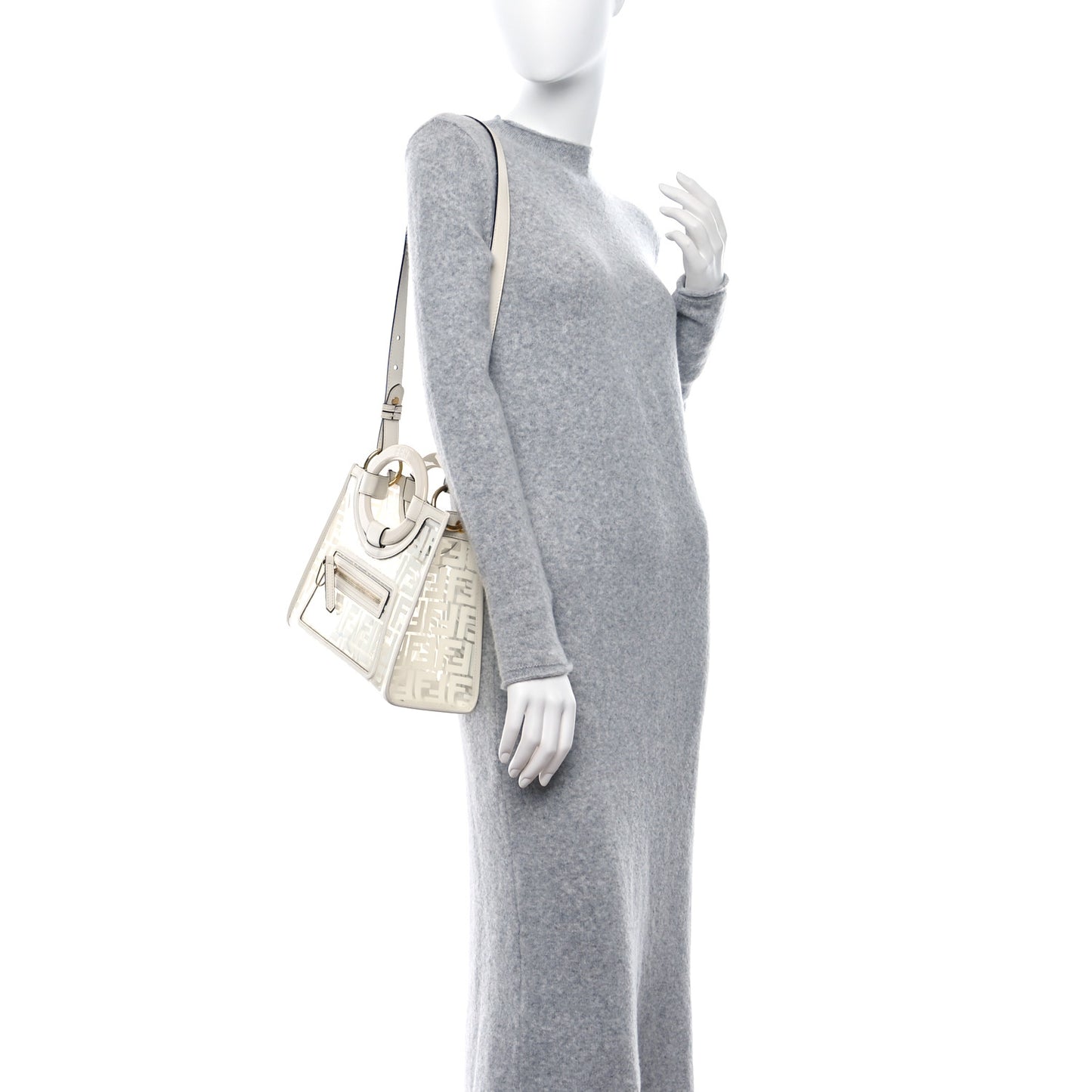 TPU FF Vitello Century Plexiglass Small Runaway Shopper Tote White