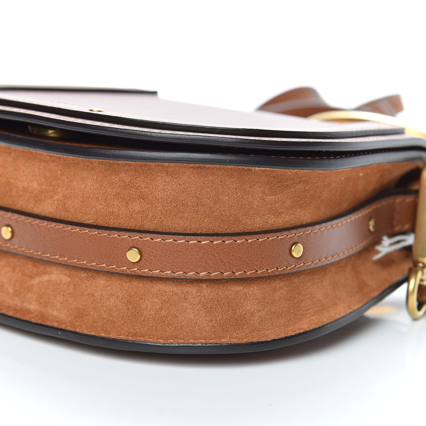 Calfskin Suede Small Nile Bracelet Bag Caramel