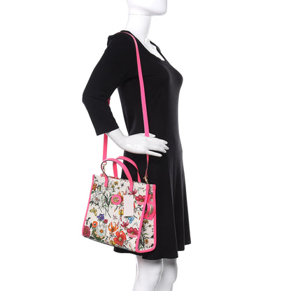 Gucci Canvas Medium Flora Tote Fuchsia 2 of 10