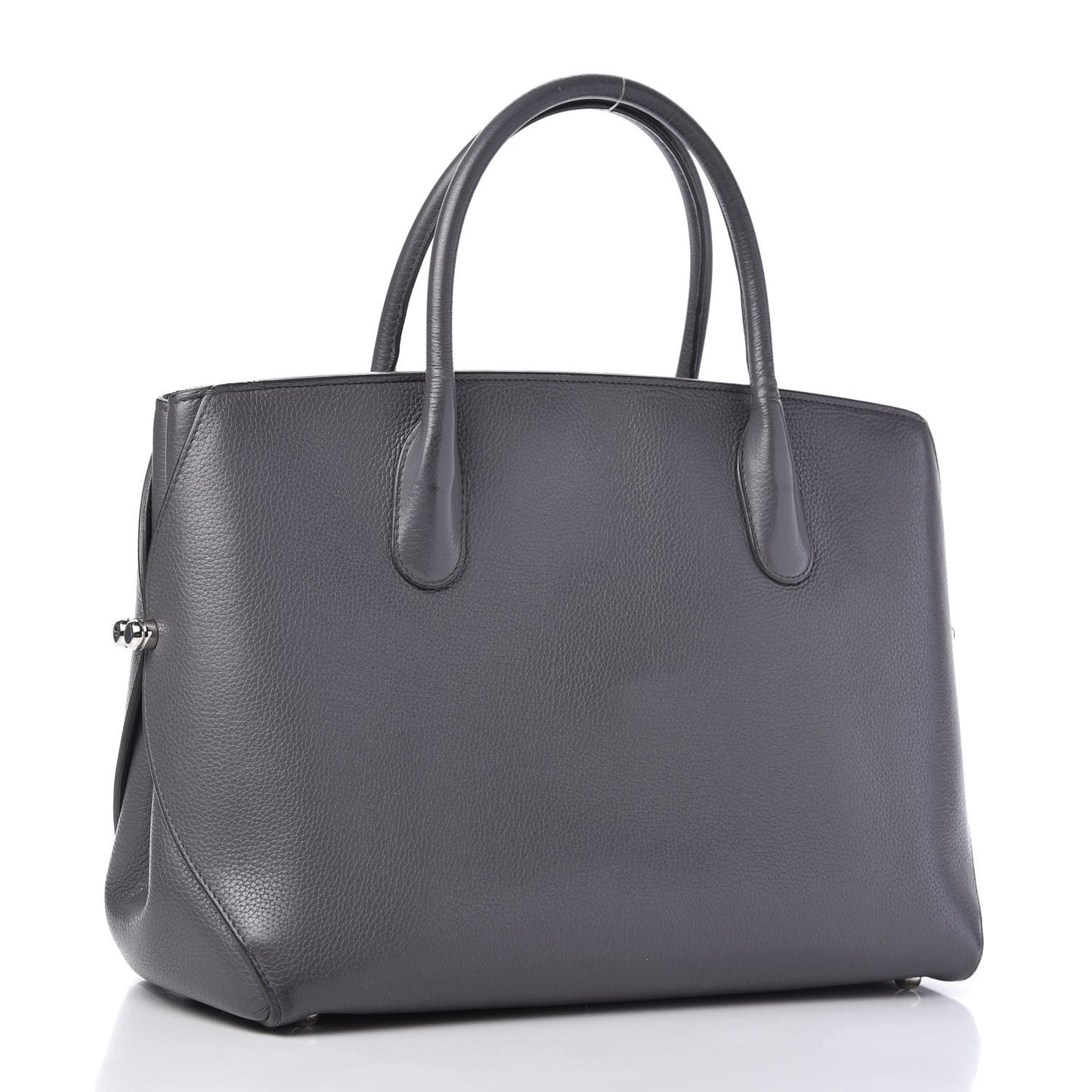 Supple Grained Calfskin Large Open Bar Tote Grey