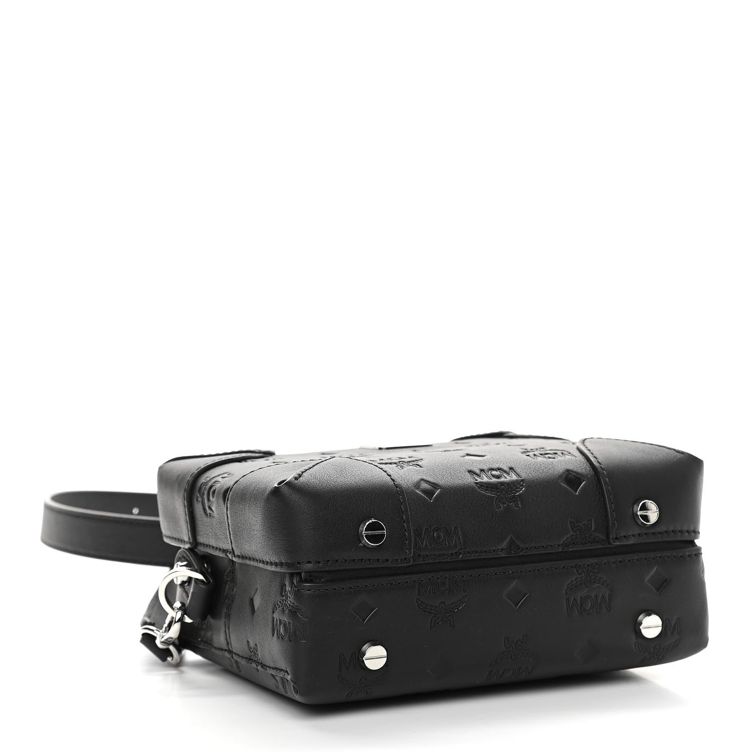 MCM Calfskin Ottomar Monogram Soft Berlin Crossbody Black 4 of 10