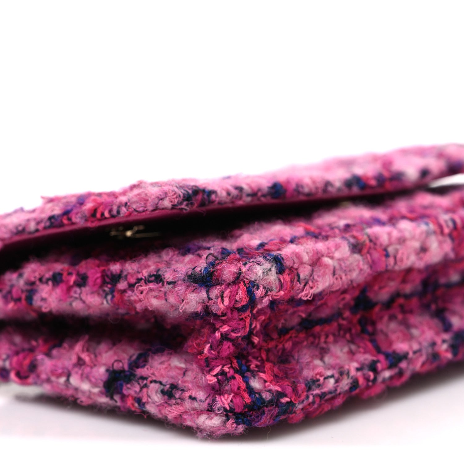 Chanel Tweed Quilted Wallet On Chain WOC Fuchsia Purple 10 of 11