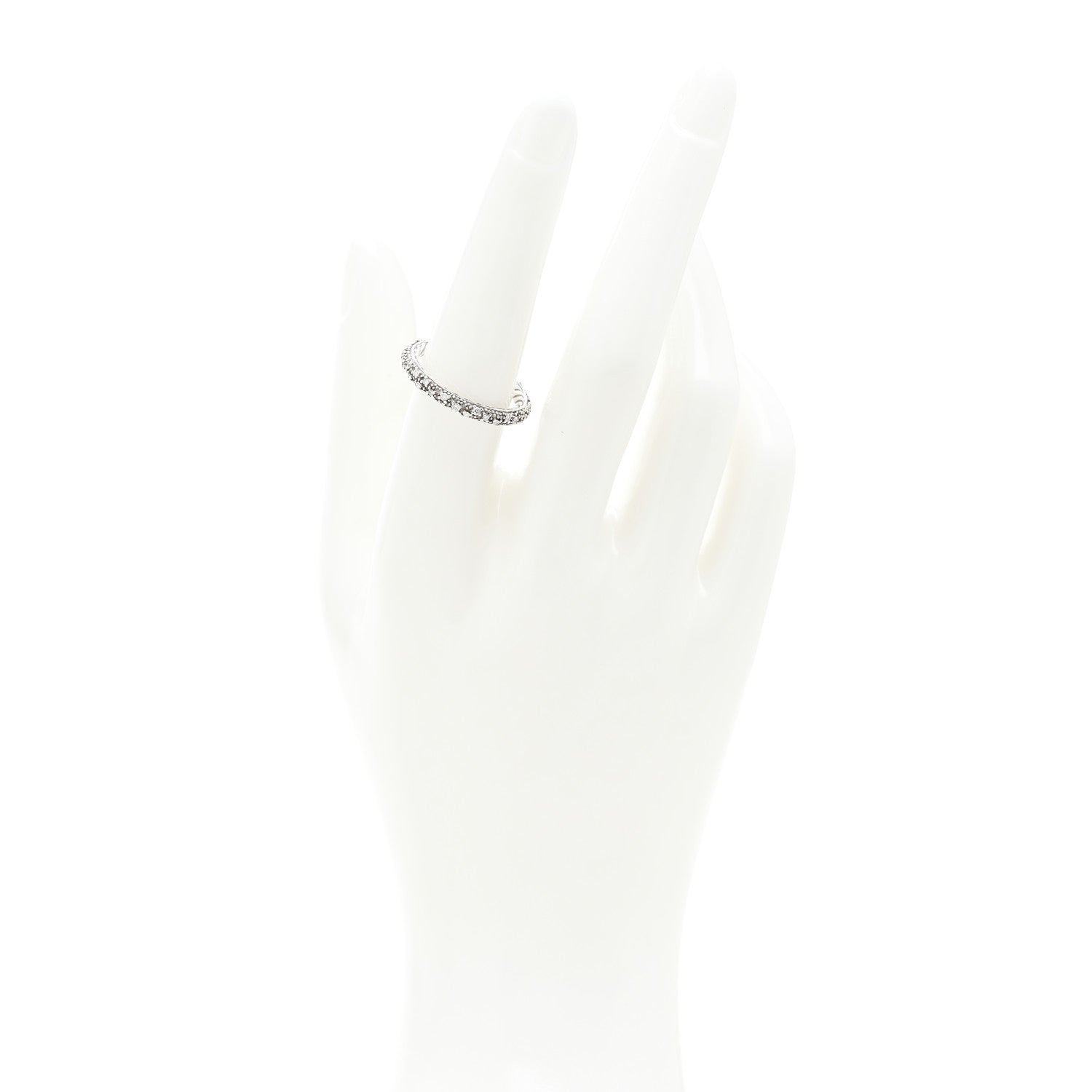 David Yurman Sterling Silver Diamond 3mm Midnight Melange Band Ring 54 7 2 of 5