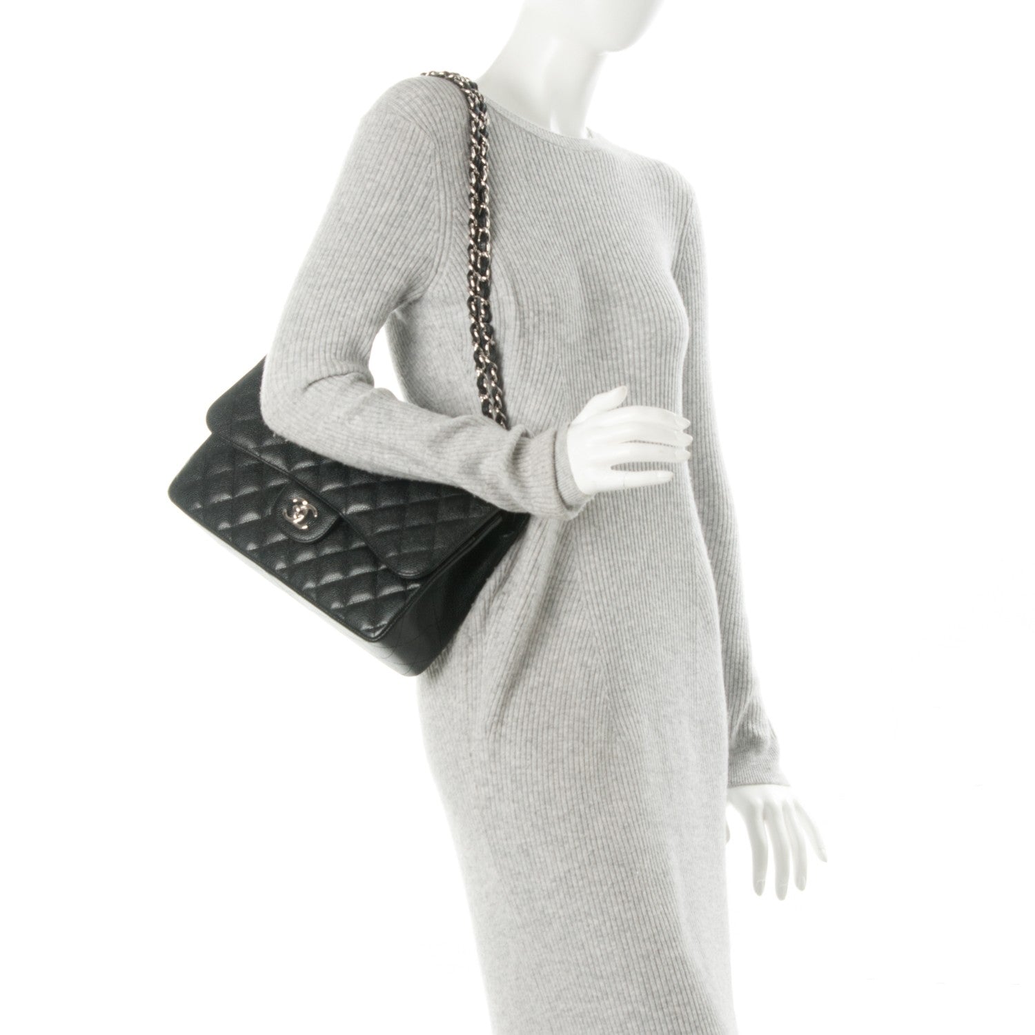 Chanel Caviar Quilted Jumbo Double Flap Black 2 of 8