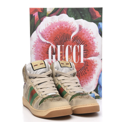 Gucci GG Monogram Nubuck Web Mens Screener High Top Sneakers 8 New Sand Dusty Milk Vintage Green 8 of 8