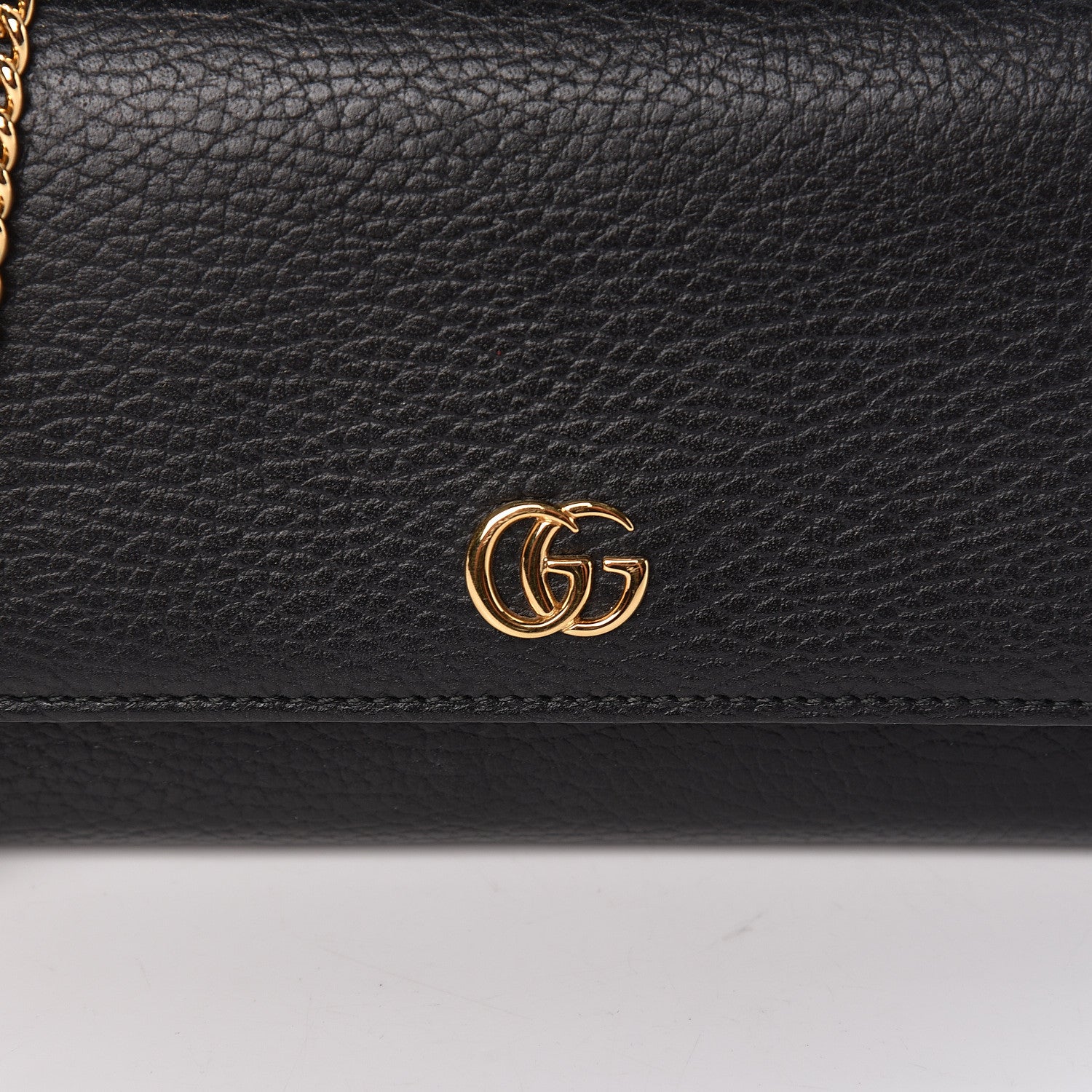 Gucci Calfskin Petite GG Marmont Wallet Chain Bag Black 11 of 12