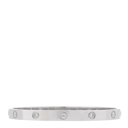 Cartier 18K White Gold 4 Diamond Love Bracelet 19 1 of 4