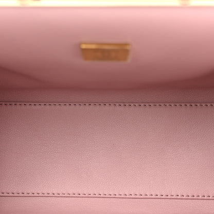 Chanel Lambskin Quilted Chain Frame Clutch Pink 5 of 10