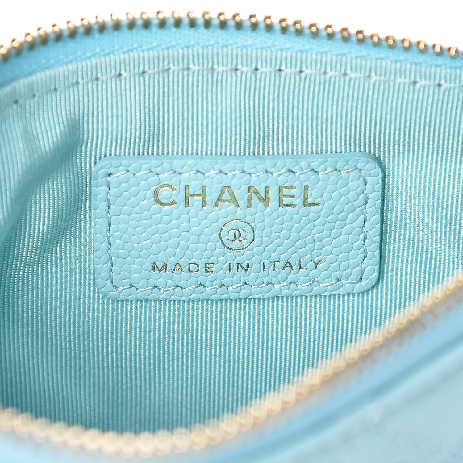 Chanel Caviar Quilted Small Cosmetic Case Light Blue 6 of 9