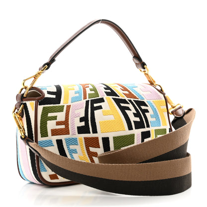 Fendi X SARA COLEMAN Canvas Vitello King Seta FF Fish Eye Embroidered Baguette Grezzo Multicolor Ghianda 3 of 9