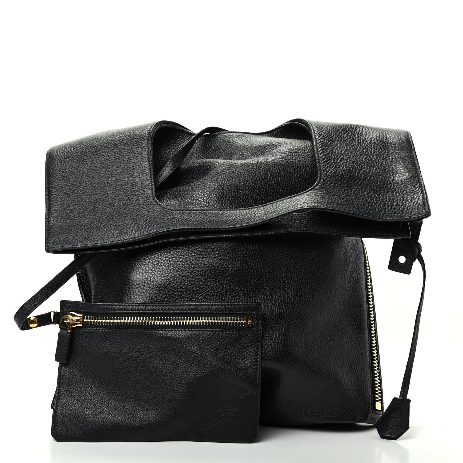 Tom Ford Grained Calfskin Large Alix Padlock Zip Shoulder Bag Black 3 of 10