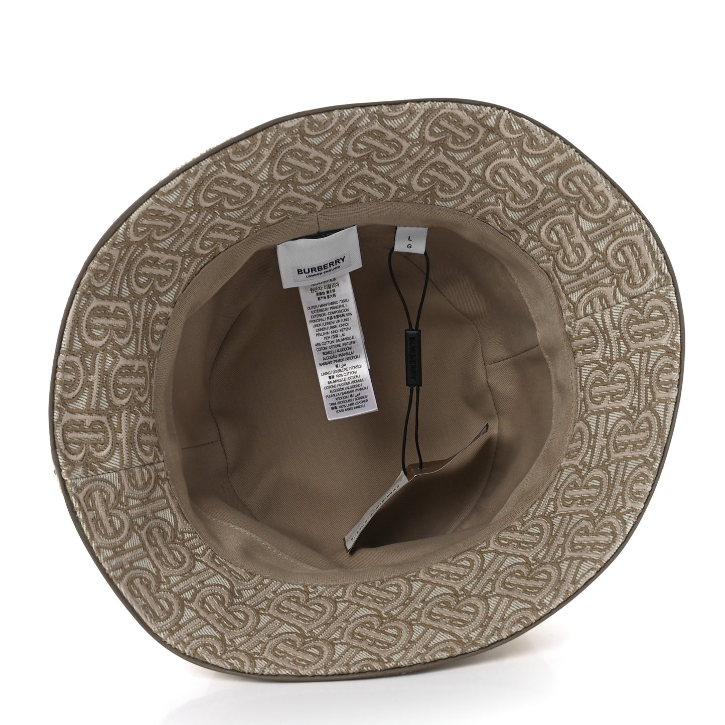 Linen Cotton Blend TB Embroidered Bucket Hat L Soft Fawn