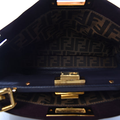 Fendi Denim Vitello Zucca Medium Peekaboo Iconic Satchel Vinaccia Blue Navy 6 of 15