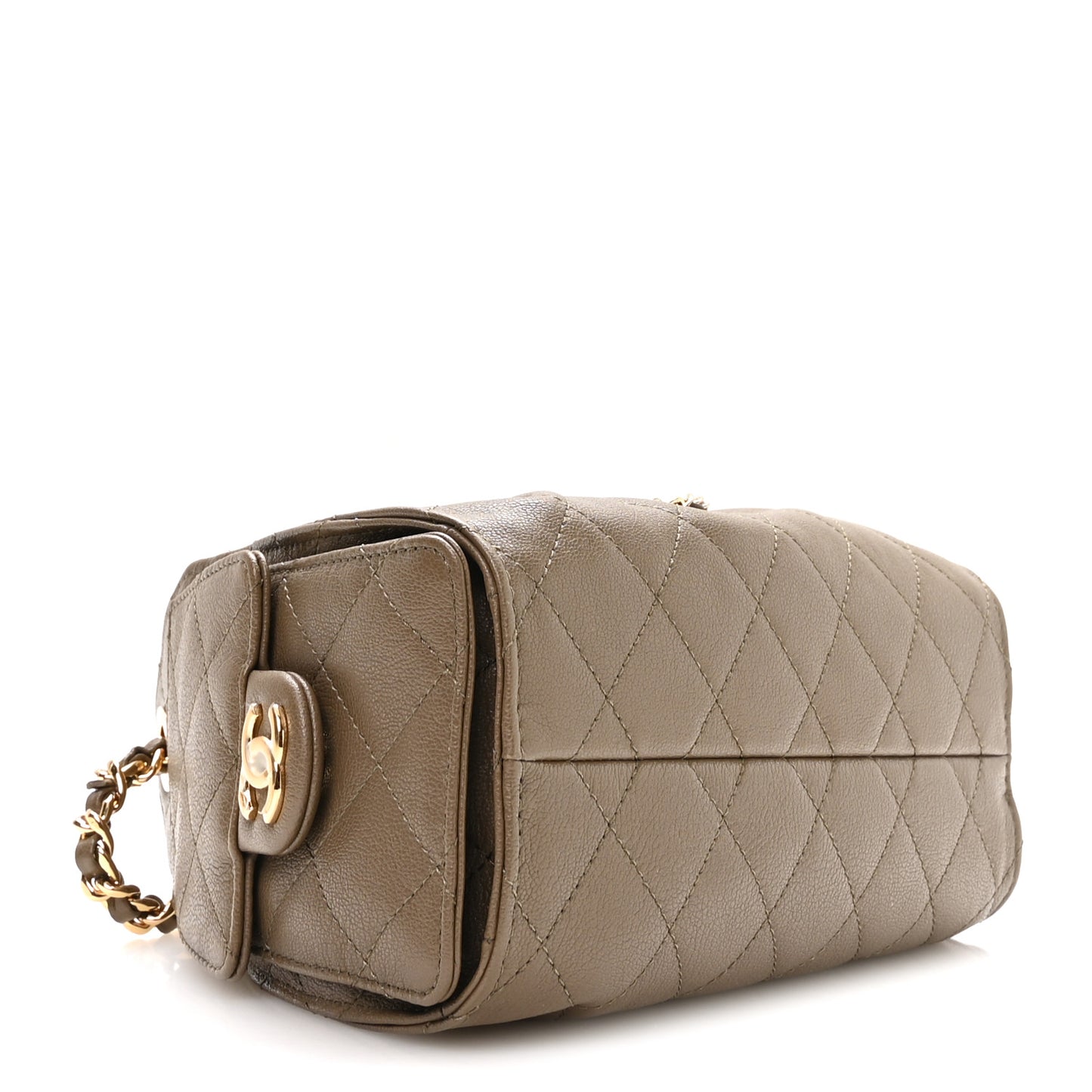 Goatskin Quilted Mini Chanel 25 Handbag Dark Khaki