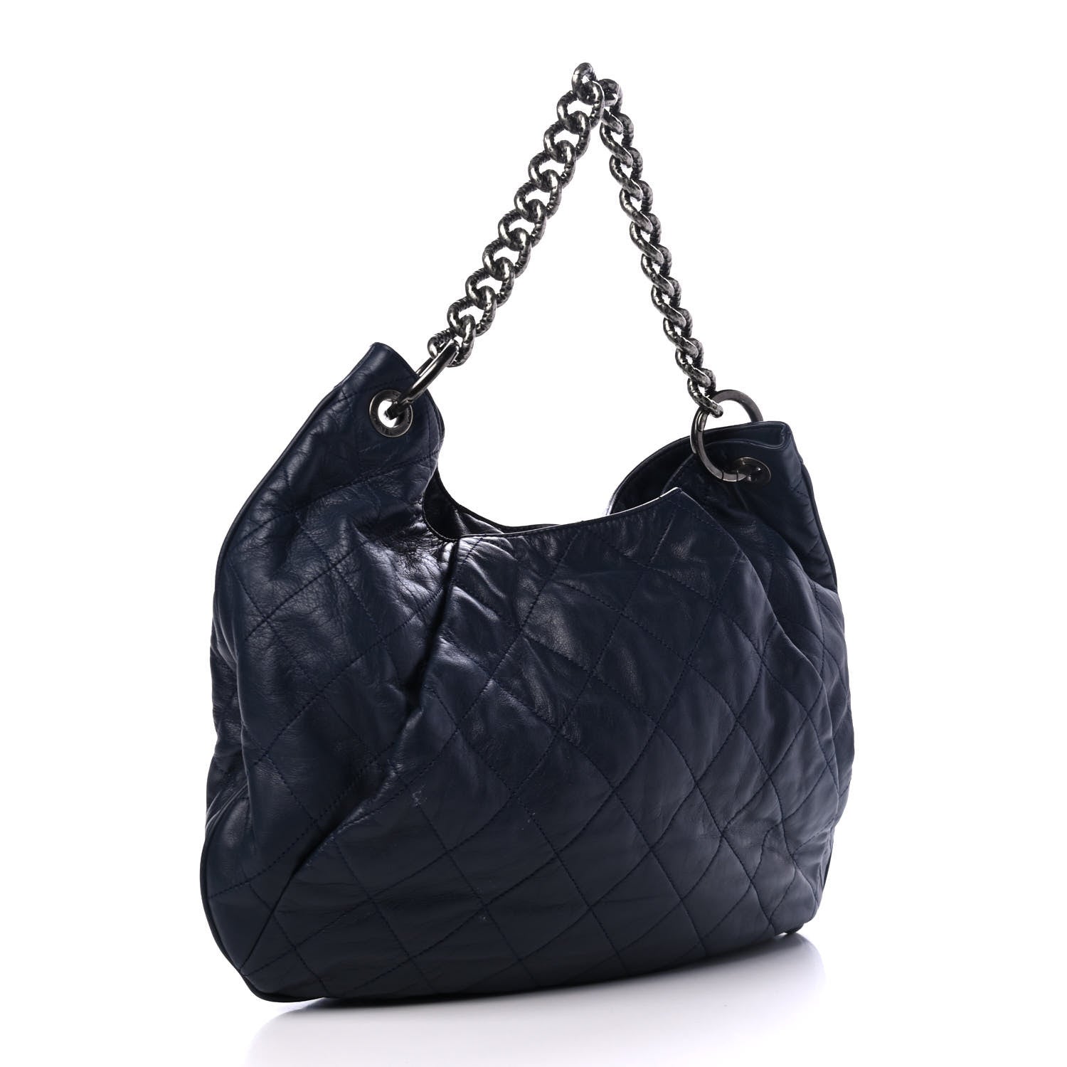 Chanel Calfskin Coco Pleats Hobo Dark Blue 2 of 4