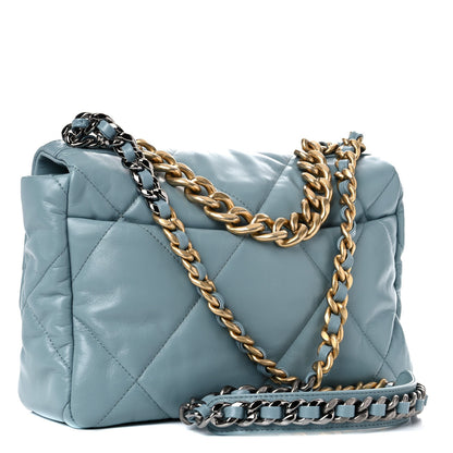 Chanel Lambskin Quilted Large Chanel 19 Flap Light Blue 3 of 11