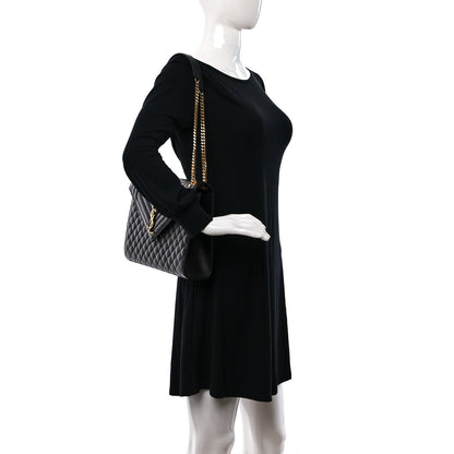 Saint Laurent Grain De Poudre Textured Mixed Matelasse Large Triquilt Monogram Satchel Black 2 of 11