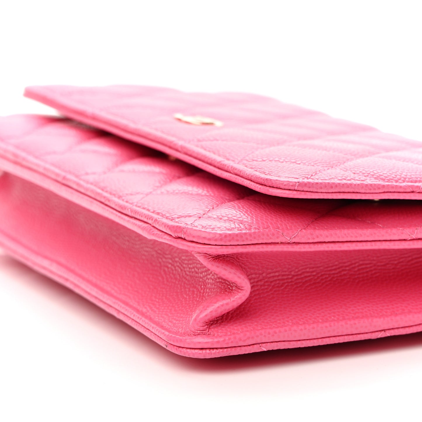 Caviar Quilted Wallet on Chain WOC Fuchsia