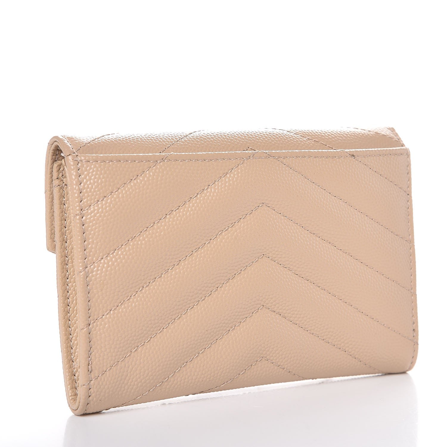 Saint Laurent Grain De Poudre Matelasse Chevron Small Monogram Envelope Wallet Nude Powder 3 of 9