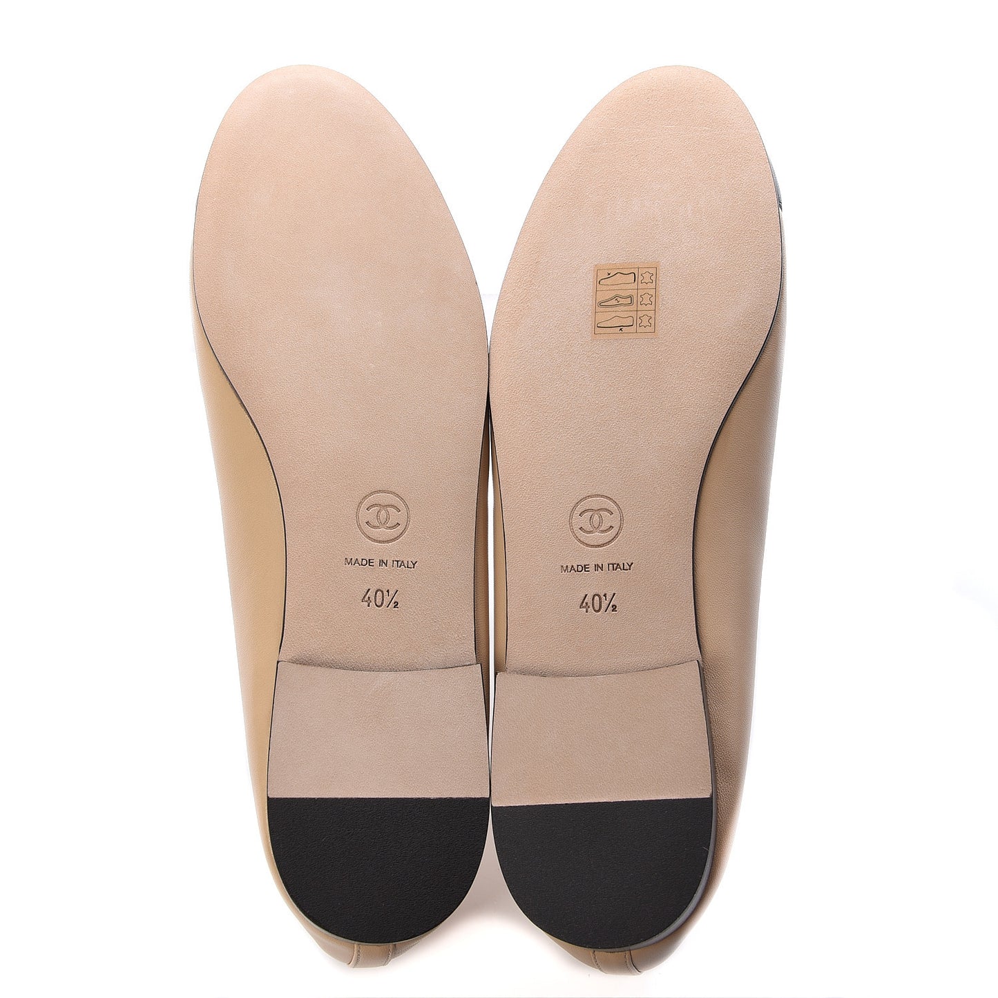 Lambskin Cap Toe CC Ballerina Flats 40.5 Beige Black