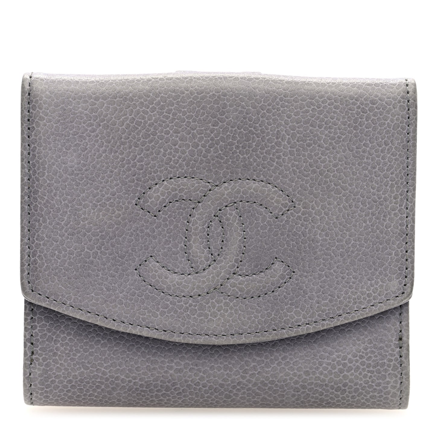 Caviar Timeless CC Compact French Wallet Grey