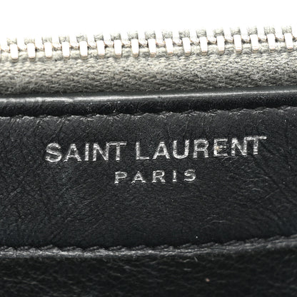 Saint Laurent Metallic Crackled Calfskin Kate Monogram Tassel Chain Wallet Antracite Black 7 of 20