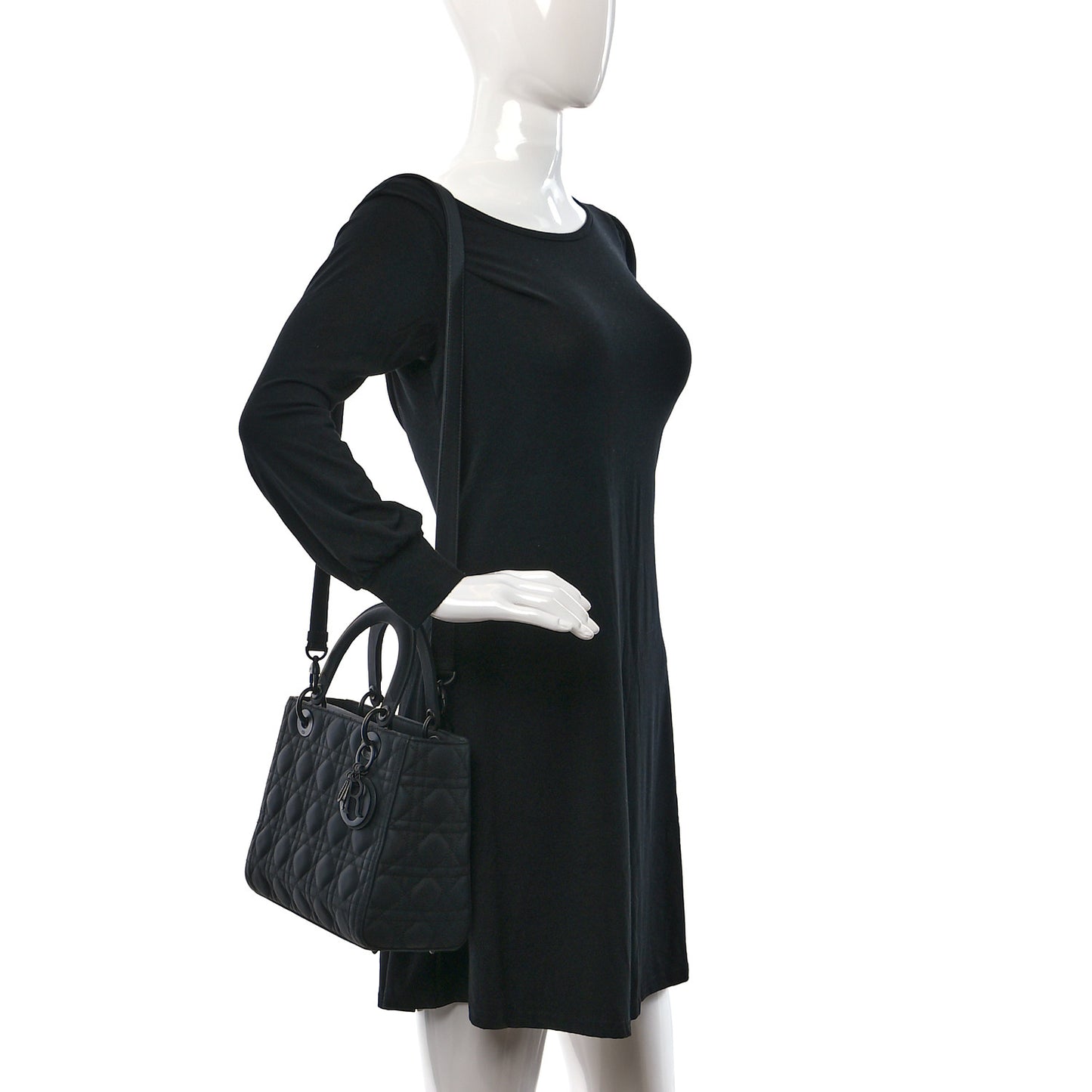 Ultra Matte Calfskin Cannage Medium Lady Dior Black