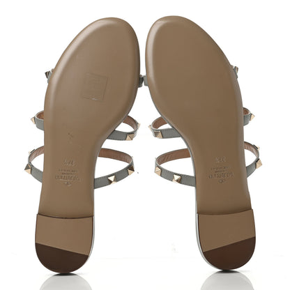 Valentino Garavani Nappa Rockstud Caged Flat Slide Sandals 37.5 Nuage 4 of 4
