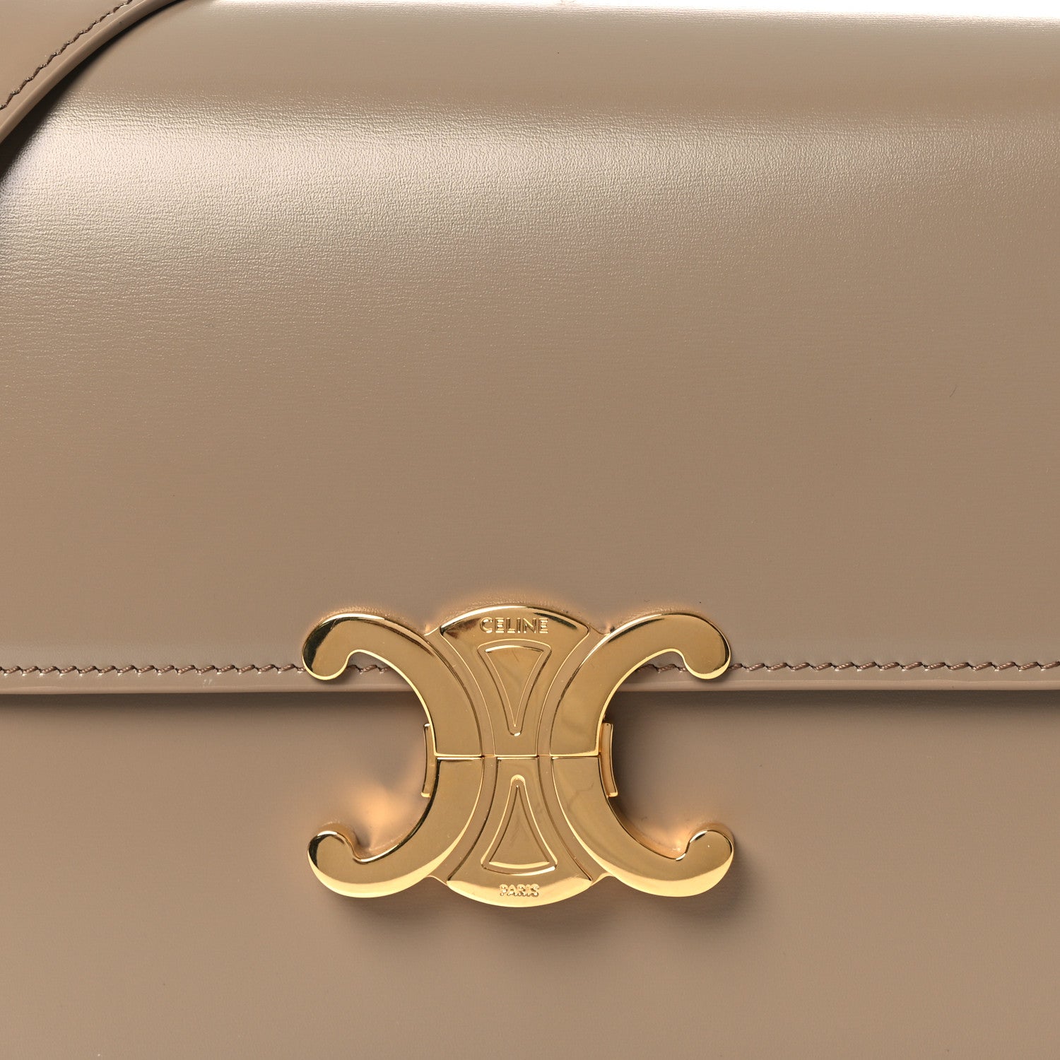Celine Shiny Calfskin Medium Triomphe Smoked Brown 10 of 14