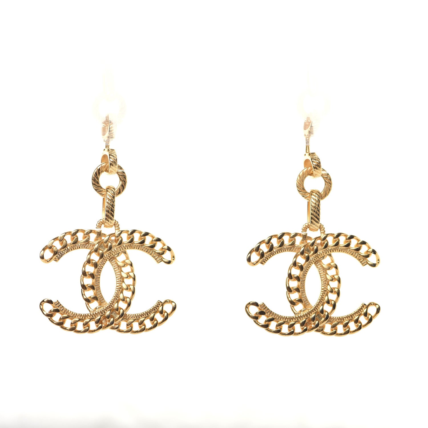 Chanel Metal CC Chain Drop Earrings Gold 4 of 9