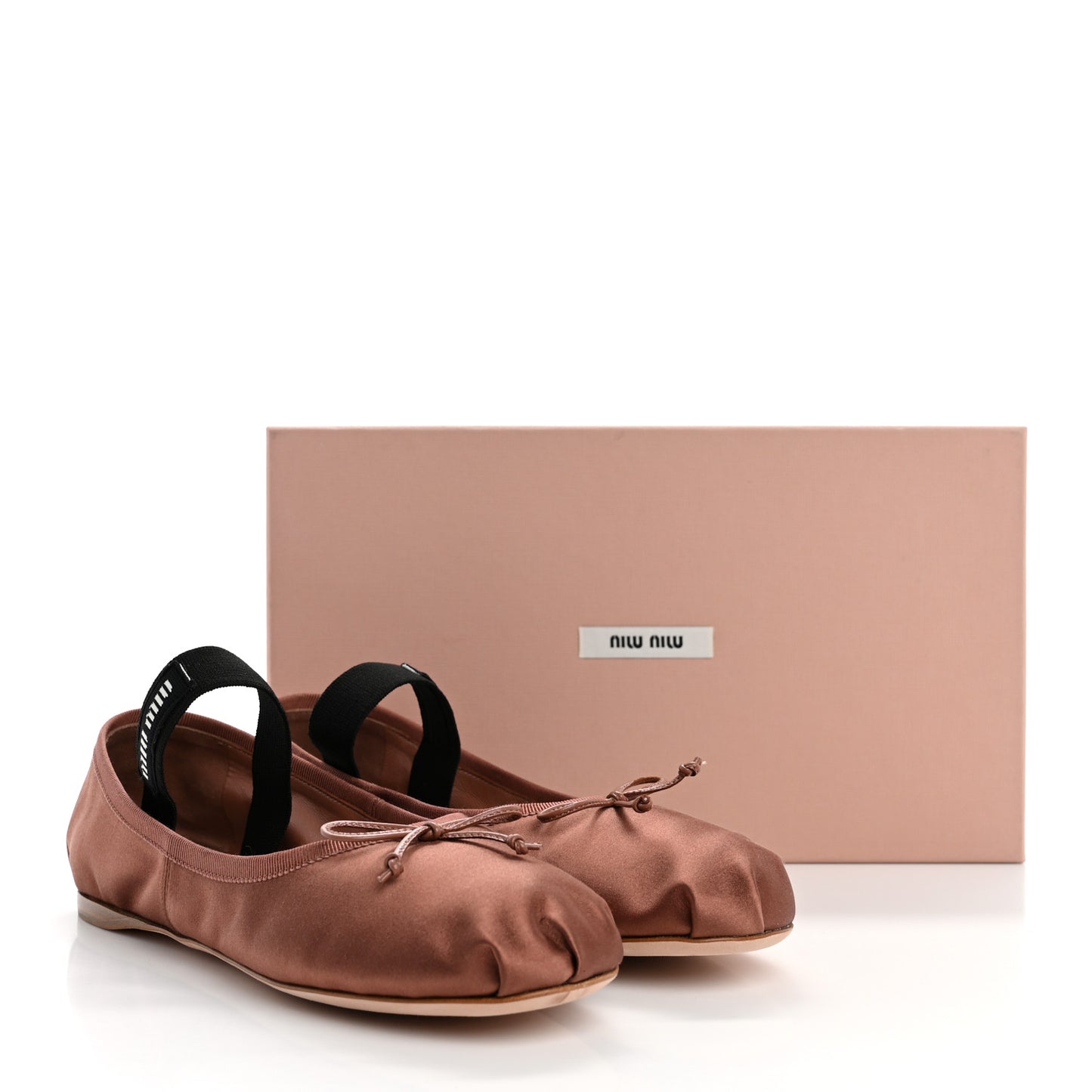 Satin Logo Ballerina Flats 39.5 Cacao