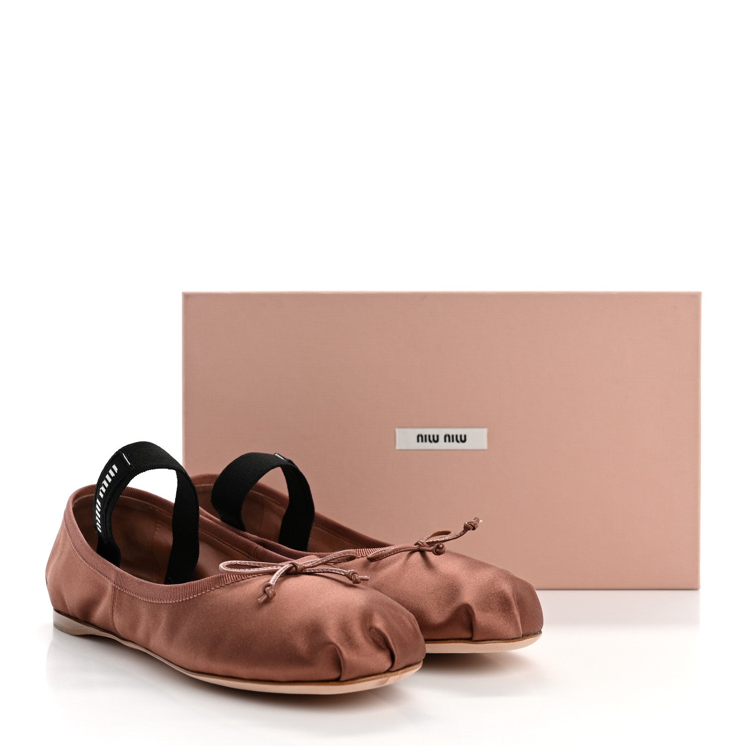 Miu Miu Satin Logo Ballerina Flats 39.5 Cacao 11 of 11