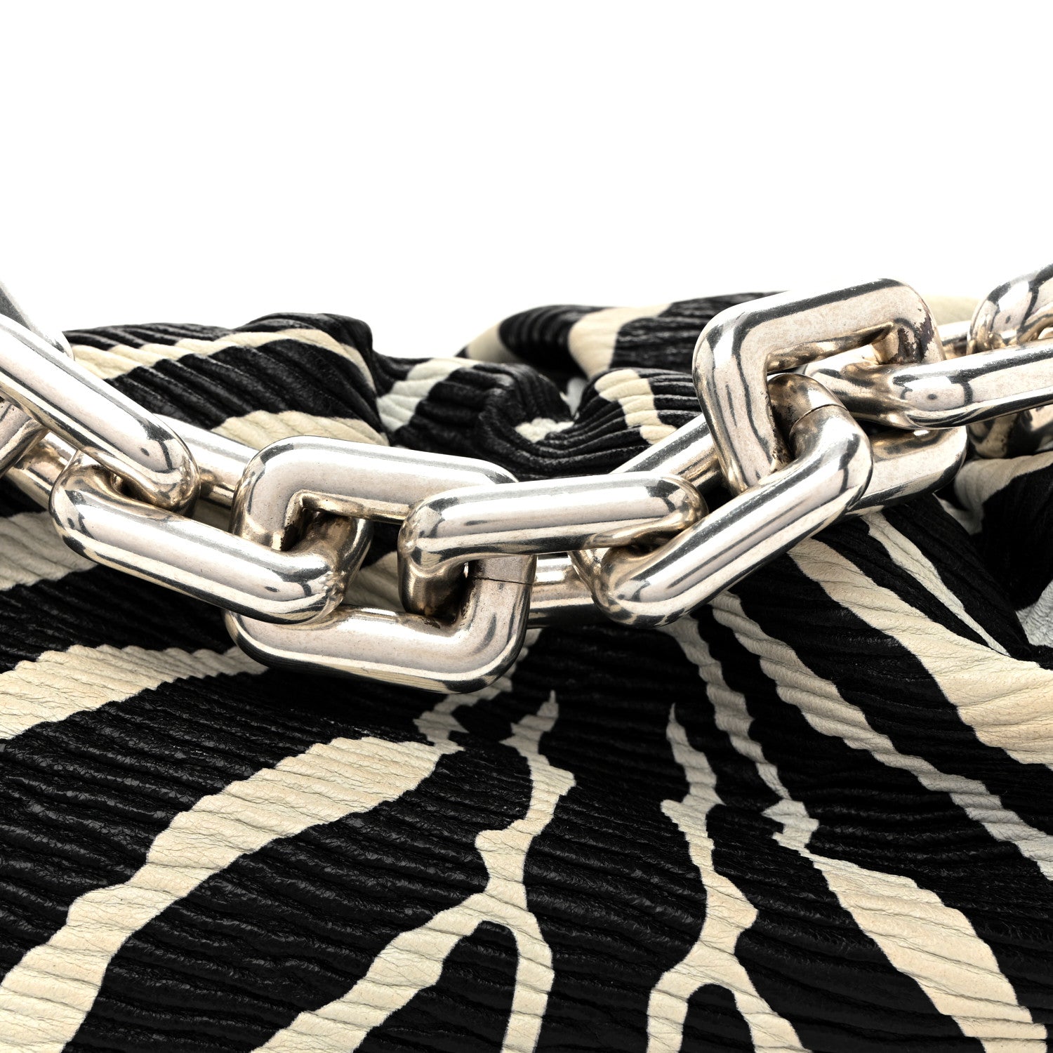 Bottega Veneta Nappa Zebra Print The Pouch Chain White Black 8 of 10