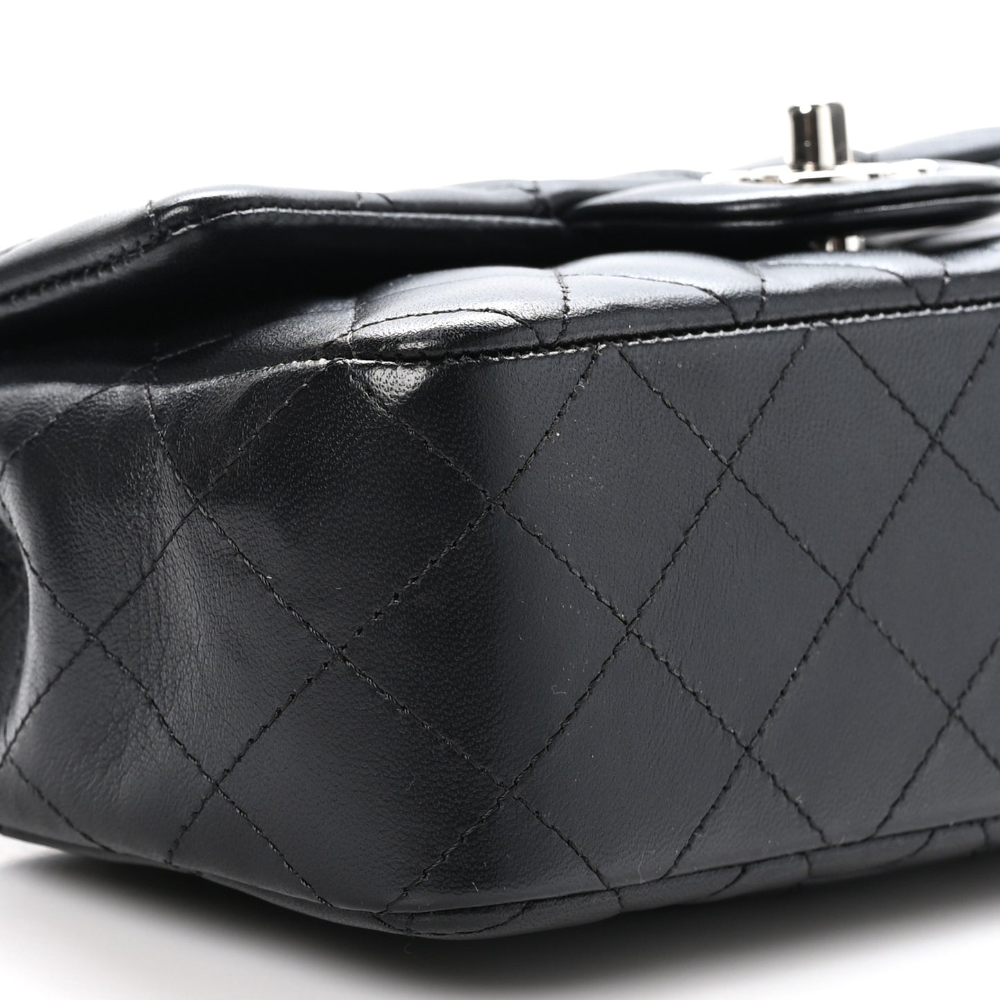 Lambskin Quilted Mini Rectangular Flap Black