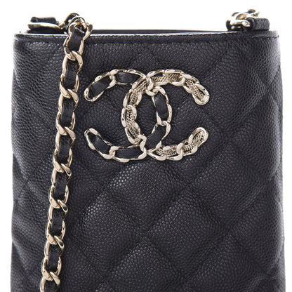 Chanel Caviar Quilted French New Wave Phone Holder With Chain Black 11 of 12