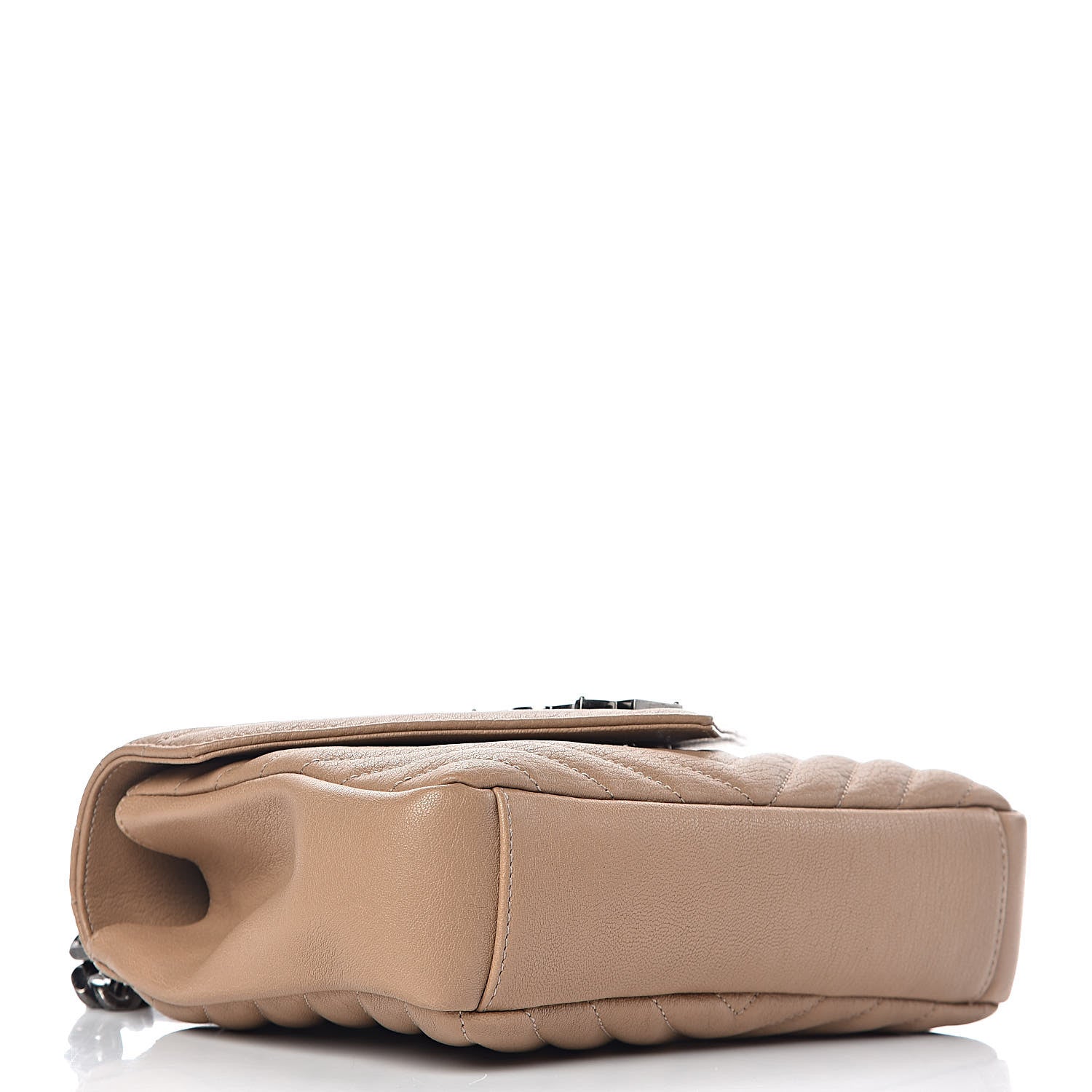 Saint Laurent Sheepskin Matelasse Chevron Monogram Medium College Bag Taupe 4 of 9