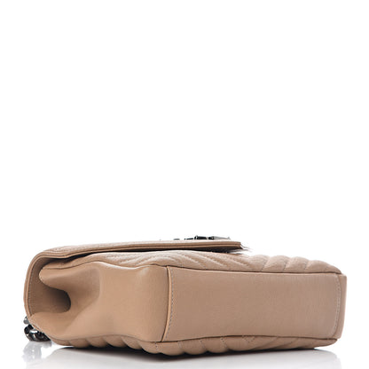 Saint Laurent Sheepskin Matelasse Chevron Monogram Medium College Bag Taupe 4 of 9