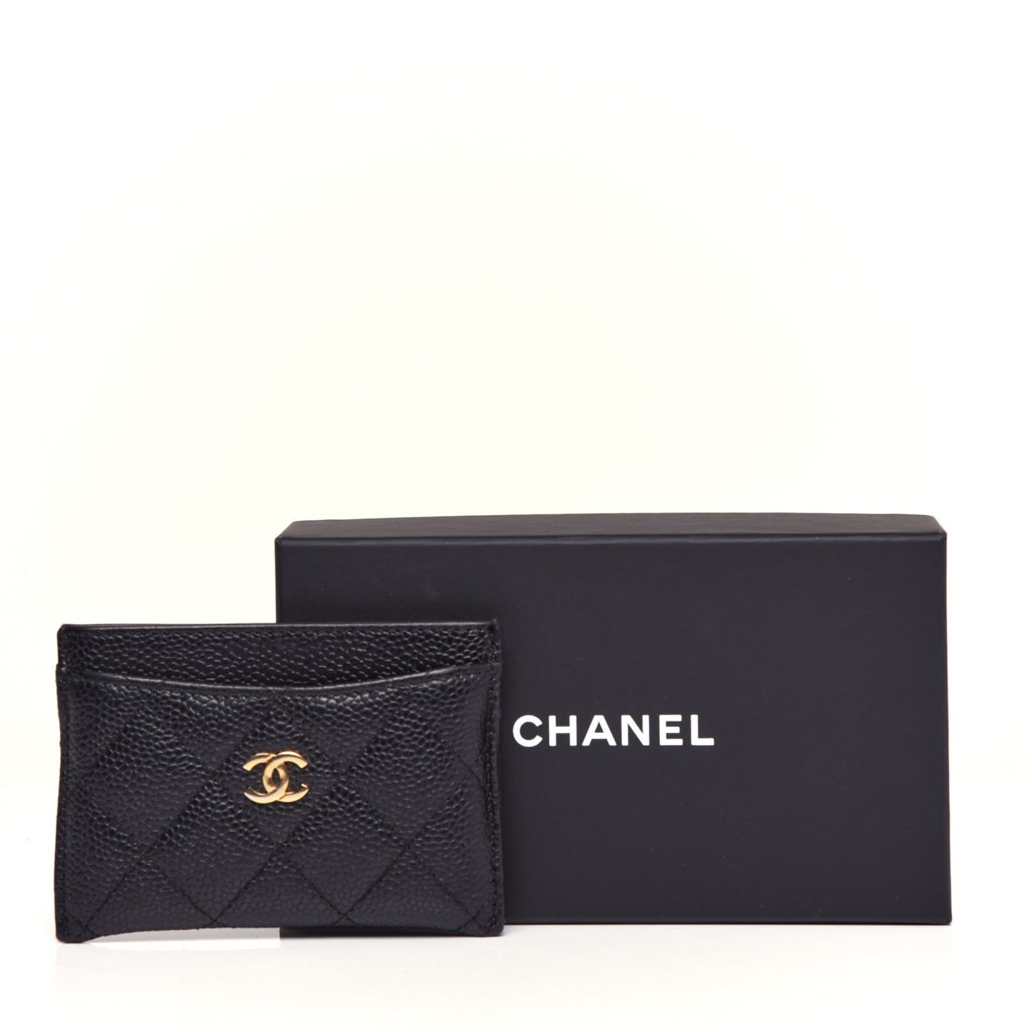 Caviar Quilted Card Holder Black