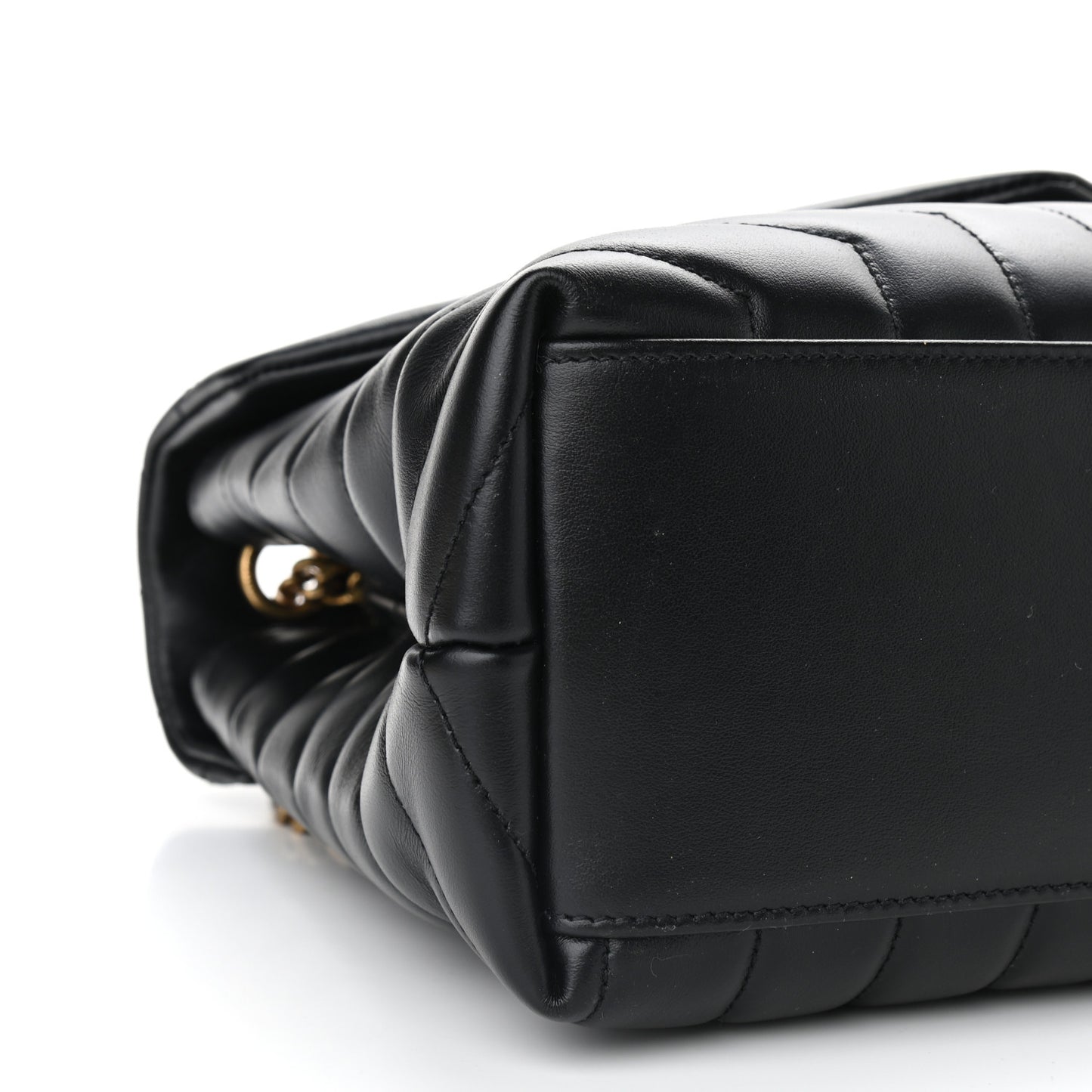 Calfskin Y Quilted Monogram Medium Loulou Chain Satchel Black