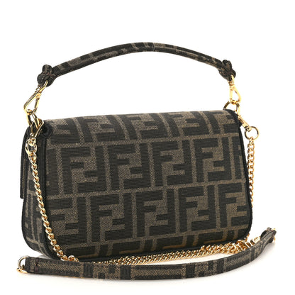 Fendi Fabric Jacquard FF 1974 Mini Baguette Tobacco Moro Black 3 of 8