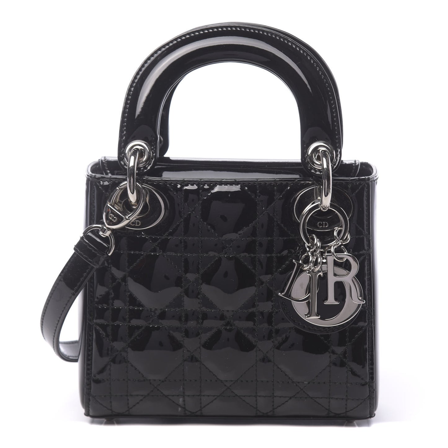 Patent Cannage Mini Lady Dior Black