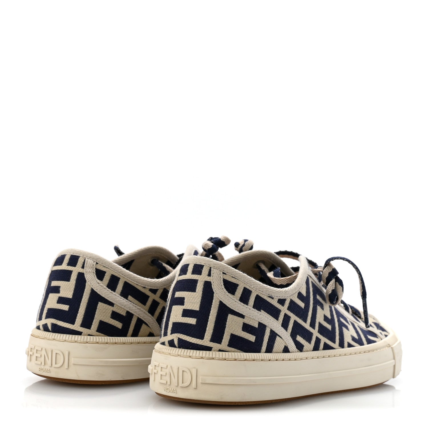 Fendi Woven Fabric FF Mens Domino Low Top Sneakers 41 Bei Midnight